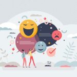 Sentiment analysis illustration with people and speech bubbles