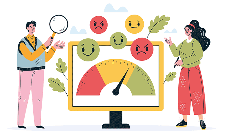 Illustration of people analysing customer sentiment