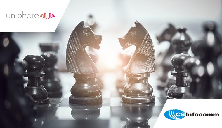 Strategic partnership concept with two chess pieces facing each other