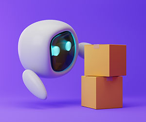 Robot with boxes