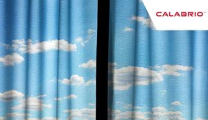 Unveiling cloud concept with curtain and cloud pattern