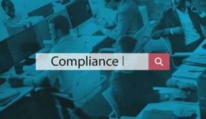 Compliance concept with the words over a call centre