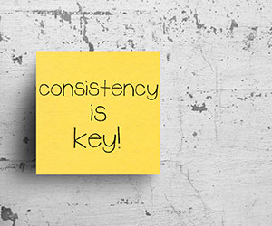 Consistency is key written on post it note