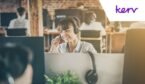 Smiling customer support operator at work