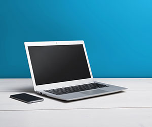 A laptop on a desk 