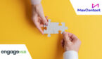 Partnership and teamwork concept with hands putting puzzle pieces together