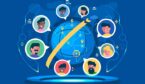Illustration of people icons and a globe - interconnected concept