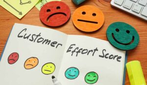 Customer effort score with rate from smiled faces.