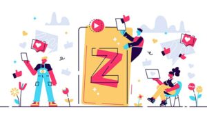 Generation Z illustration with a Z and people