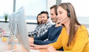 Happy call centre agents