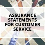 Group of people putting their hands in centre with the words assurance statements for customer service
