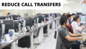 Blurred contact centre employees at desks