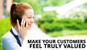 Person on phone to customer service happy with service