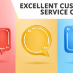 Customer Service Quotes with three quote frames on coloured background