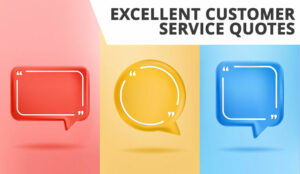 Customer Service Quotes with three quote frames on coloured background