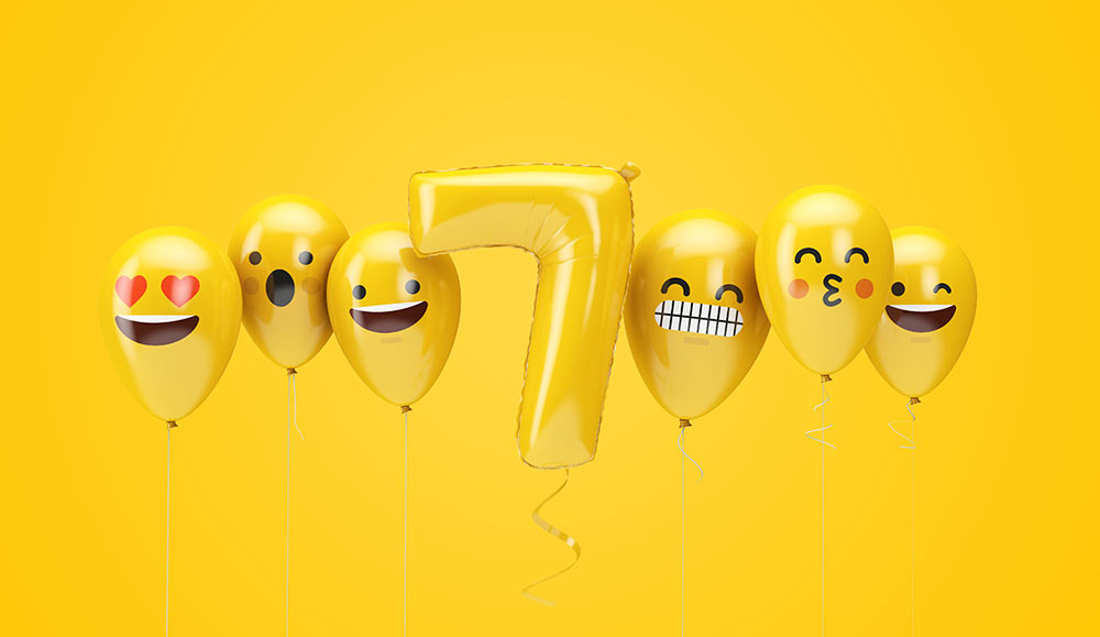 Emoji balloons and the number 7