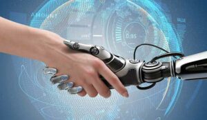 Robot and human handshake