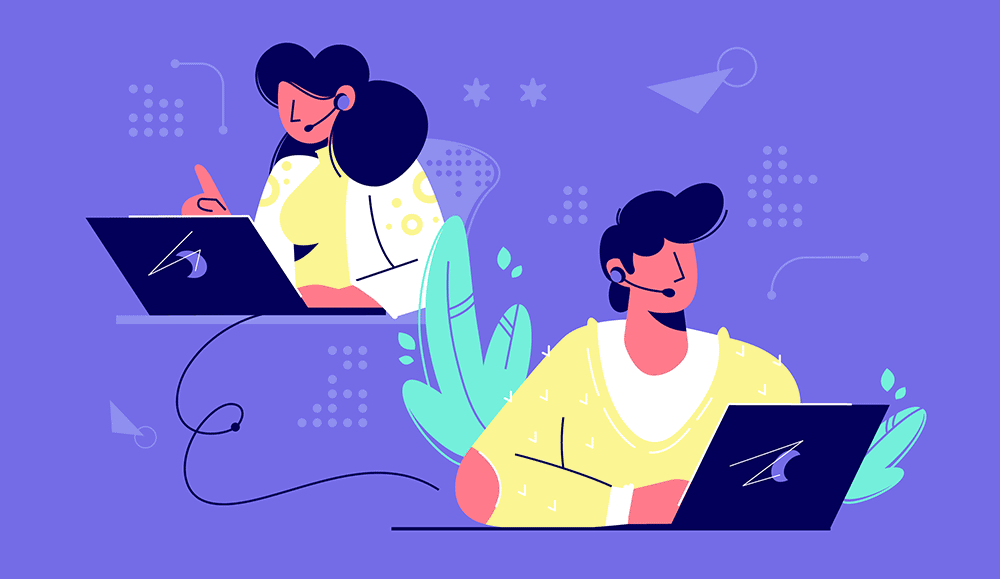 Call center assistants vector illustration.