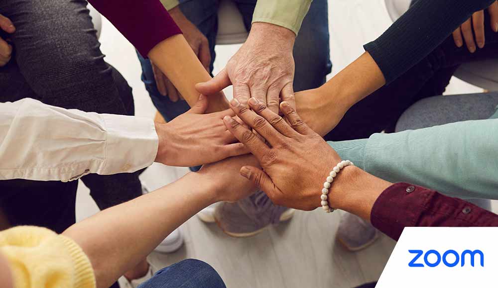 People with hands in a circle collaboration and teamwork concept