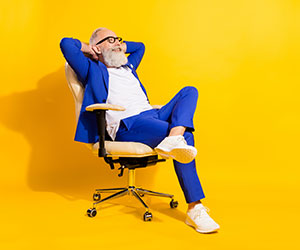 Person relaxing in comfy office chair