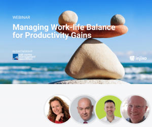 thumbnail advert promoting event Managing Work-Life Balance for Productivity Gains – Webinar