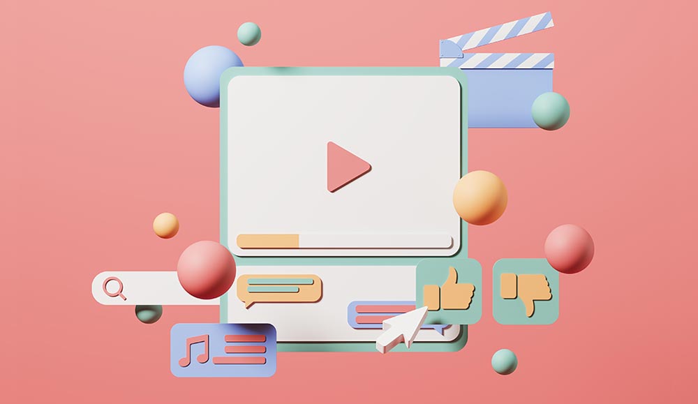 Video concept illustration with video player