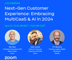 thumbnail advert promoting event Next-Gen Customer Experience: Embracing MultiCaaS & AI in 2024 – Webinar