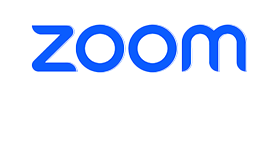 Zoom logo blue on white background