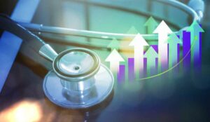 Stethoscope with statistics graph