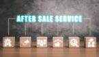 After sales service concept, Wooden block on desk with after sales service icons