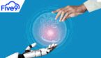 AI robot and human hand in healthcare concept