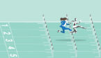 A human and a robot racing