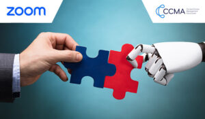 Human and robot joining 2 puzzle pieces together