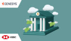 Illustration of bank on 3D concept on green colour.