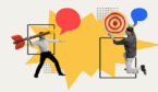 Person throwing arrow at target - getting it right first time concept