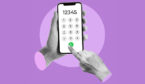 Hands dialling the number '1234' on a smart phone
