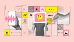 Active social concept with likes and icons