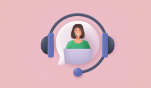 Call Centre headset on a pink background