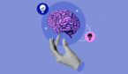 Mental health concept with a brain and lightbulbs