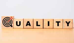 The word Quality on wooden blocks