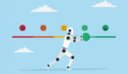 Vector illustration of a robot pushing a feedback bar from negative to positive