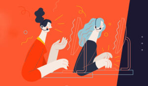 2 call centre agents vector