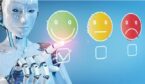 Robot pointing to happy face