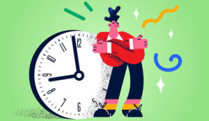 Person and clock - embracing talk time concept