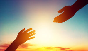 Offering a helping hand concept