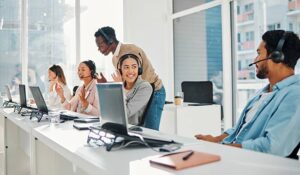 Person training call centre agents