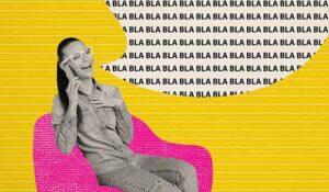 Person talking on phone - runaway talker concept