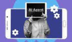 AI agent virtual assistant on phone screen.