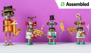 Robots playing different instruments in a band