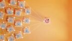 WFM impact concept with people icons on blocks connected to one with a target